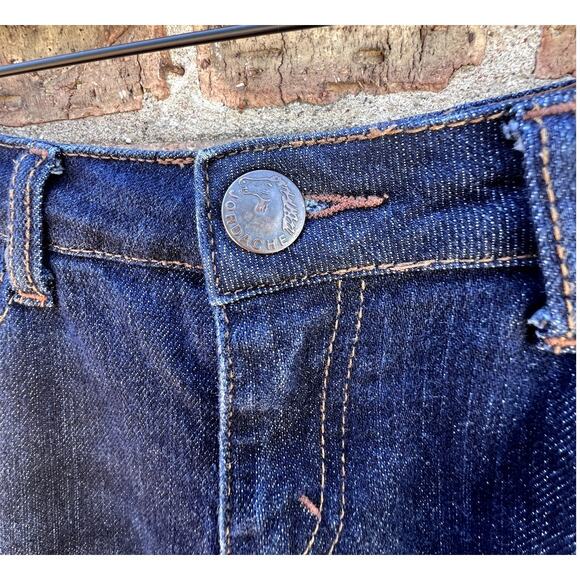 Cowgirl Western Slim Straight Low-Rise Dark Wash Morgan Jeans Embroidered Horse - Picture 3 of 5